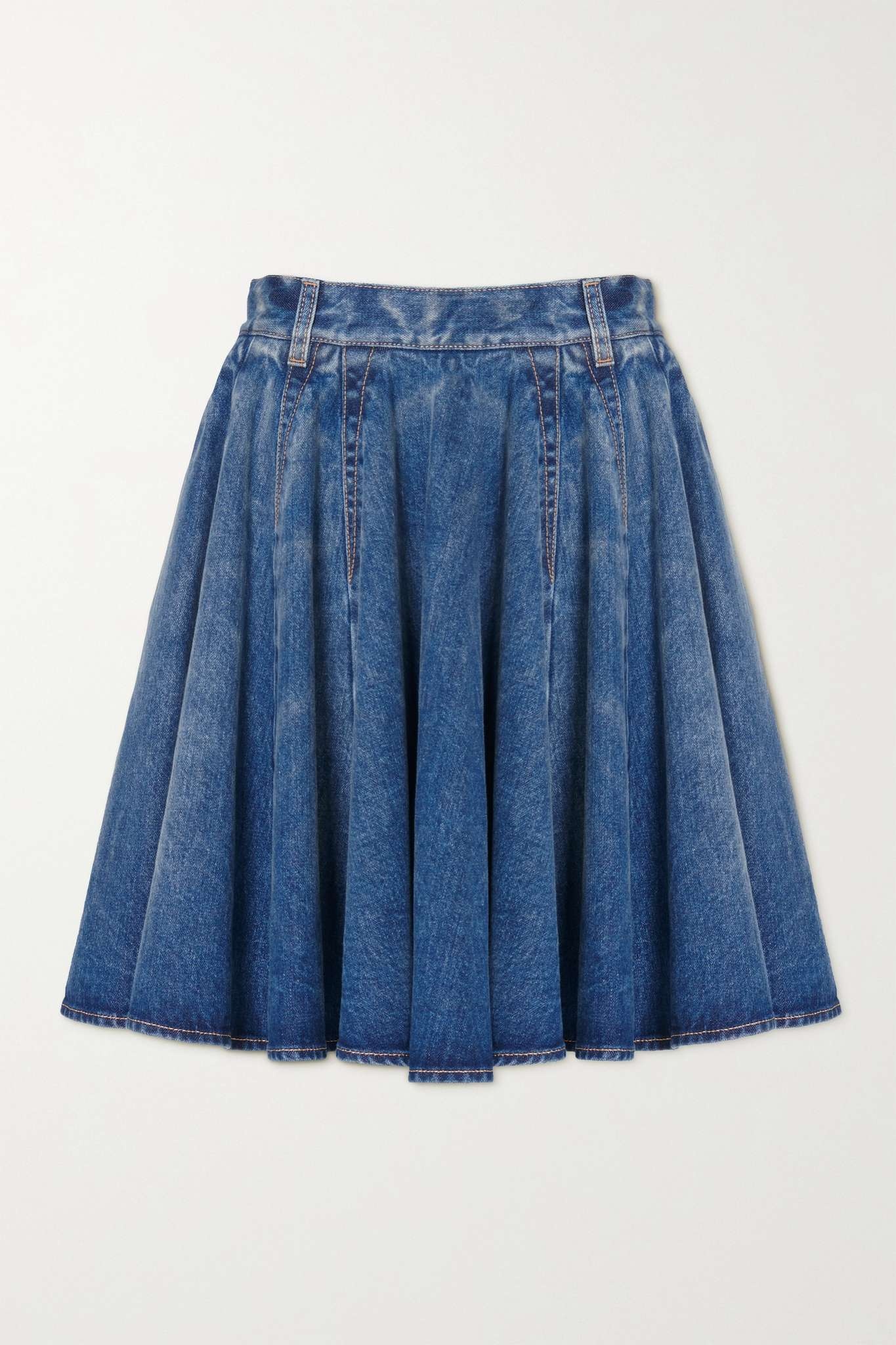 Pleated denim mini skirt - 1