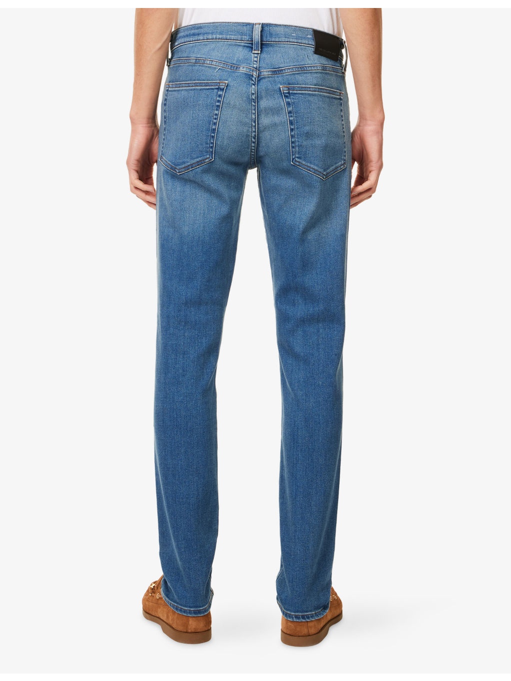 London Brand-Patch Tapered-Leg Slim-Fit Stretch-Denim Jeans - 4