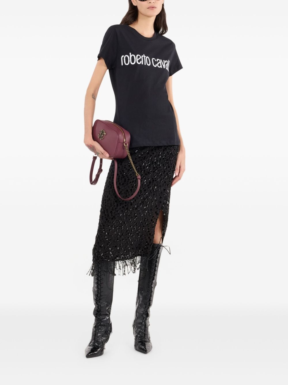 fringe-detail sequined skirt - 2