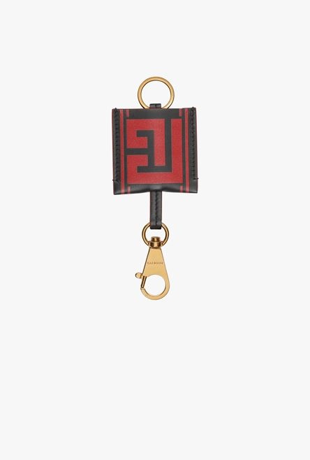 Bicolor red and black leather Chinese New Year key chain - 2