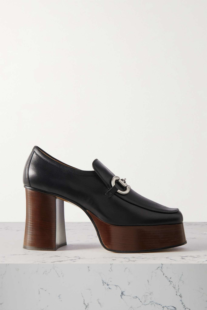 Baby horsebit-detailed leather platform loafers - 1