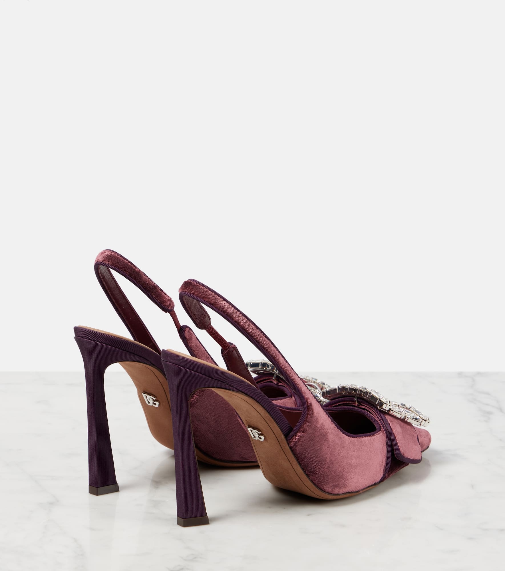 Embellished velvet slingback pumps - 2