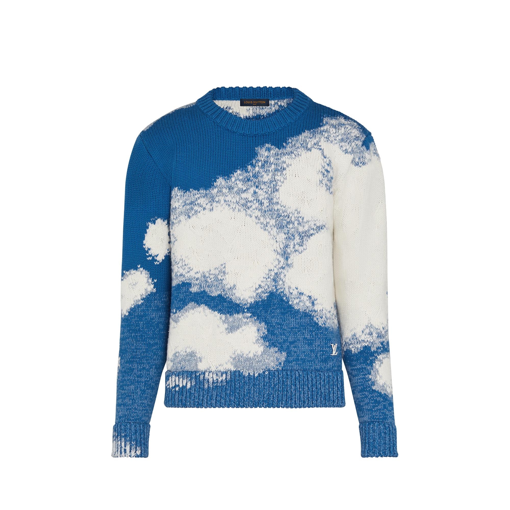 Hand-Knit Cloud Intarsia Crewneck - 1