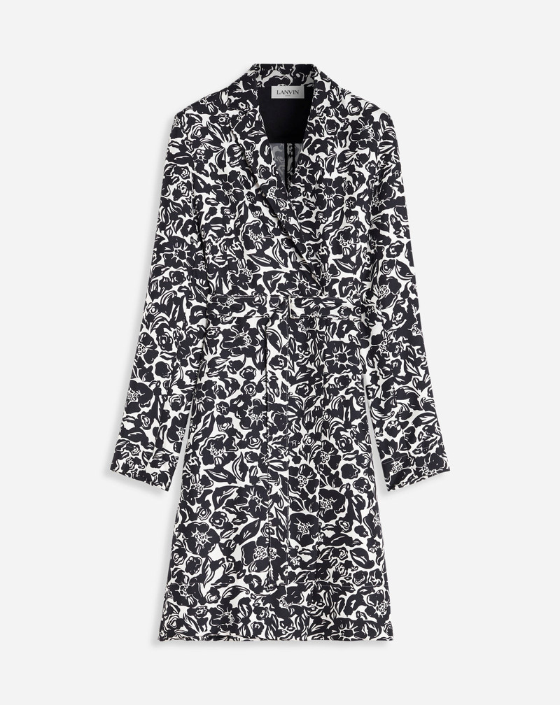 꽃 PRINT LONG 소매 WRAP MIDI DRESS - 1