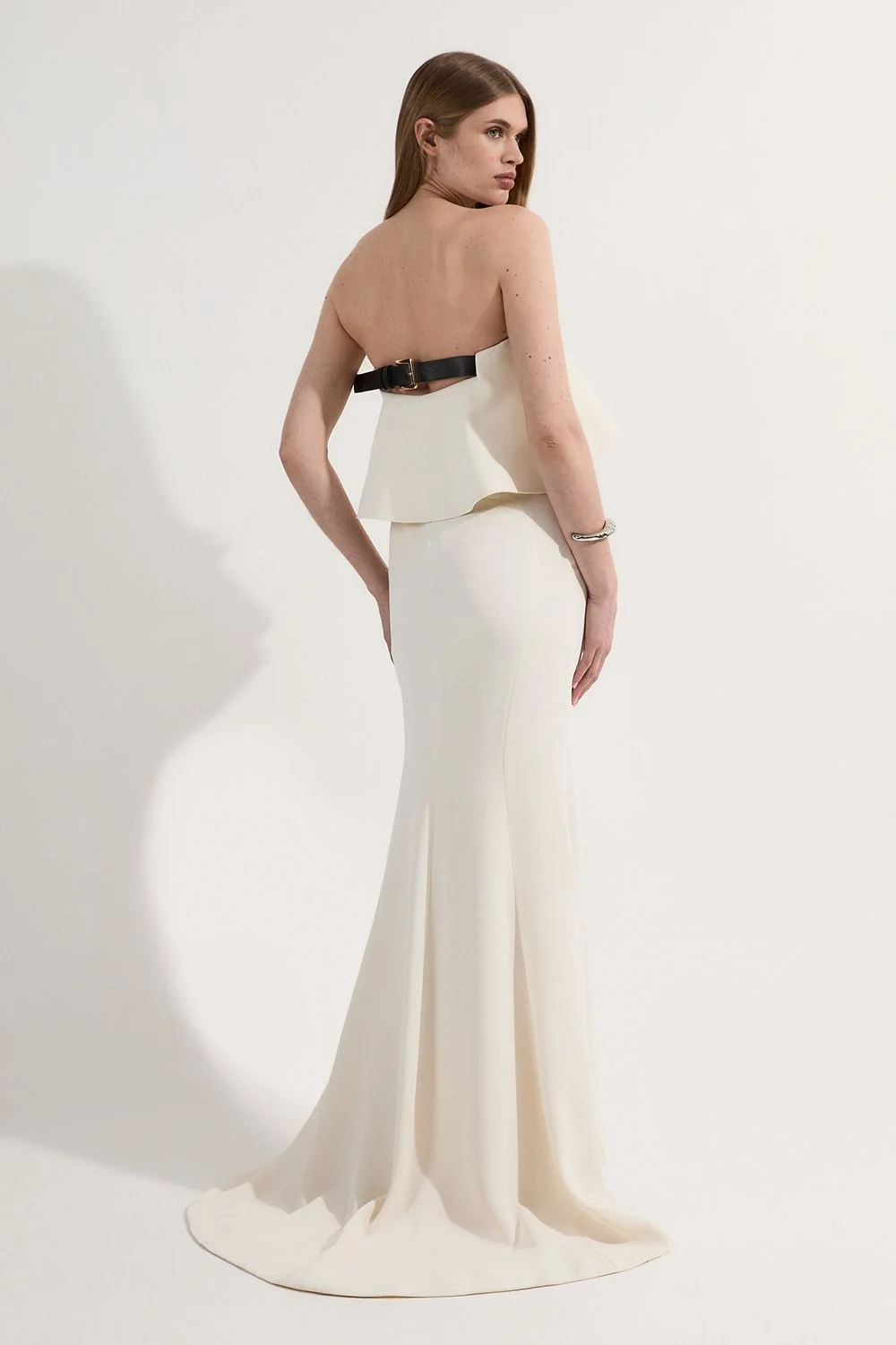 Soft Tailored Peplum Bandeau Tailored Maxi Dress - 1