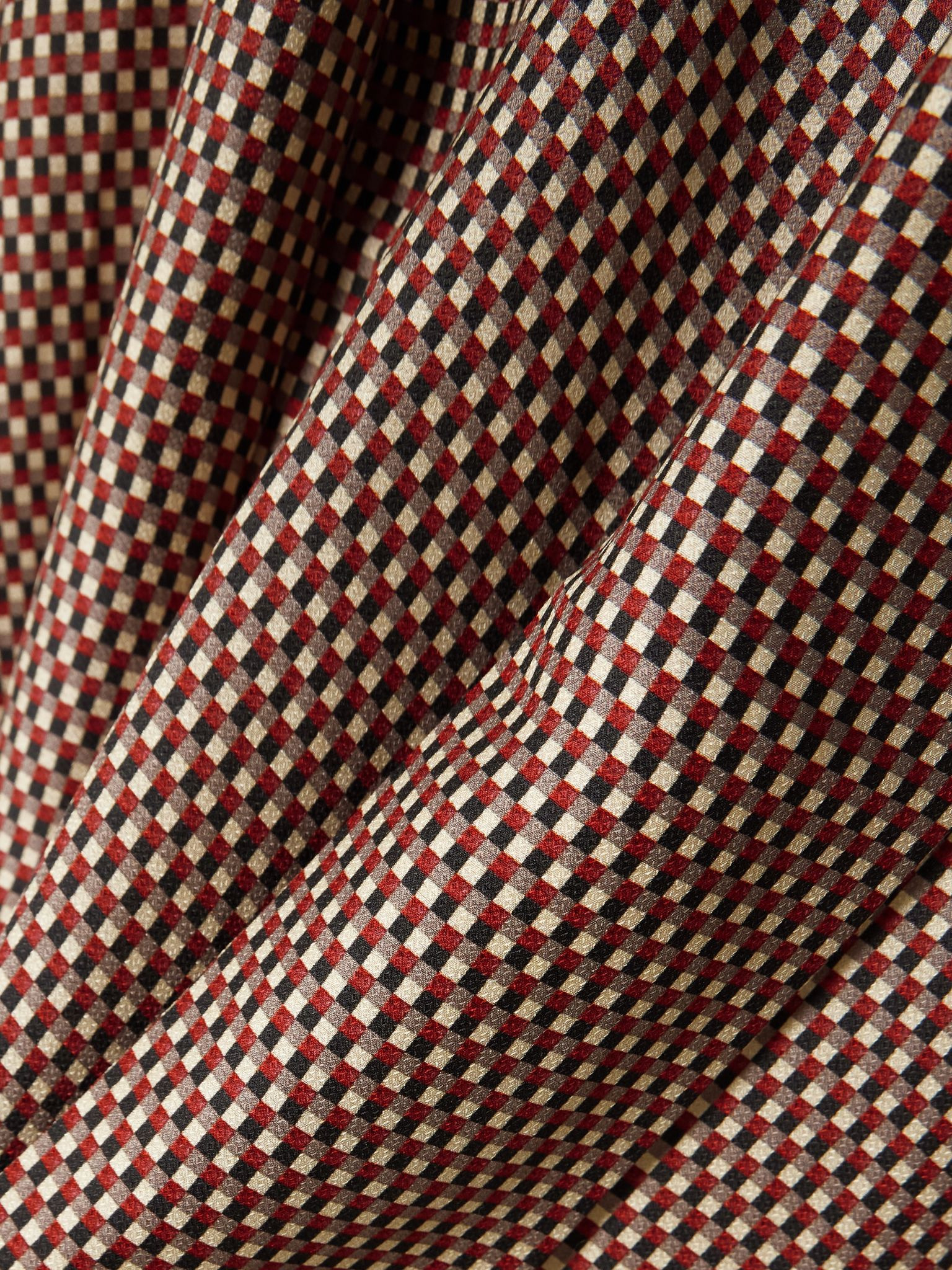 Adele bow-detailed printed TENCEL™ and silk-blend satin blouse Red - 5