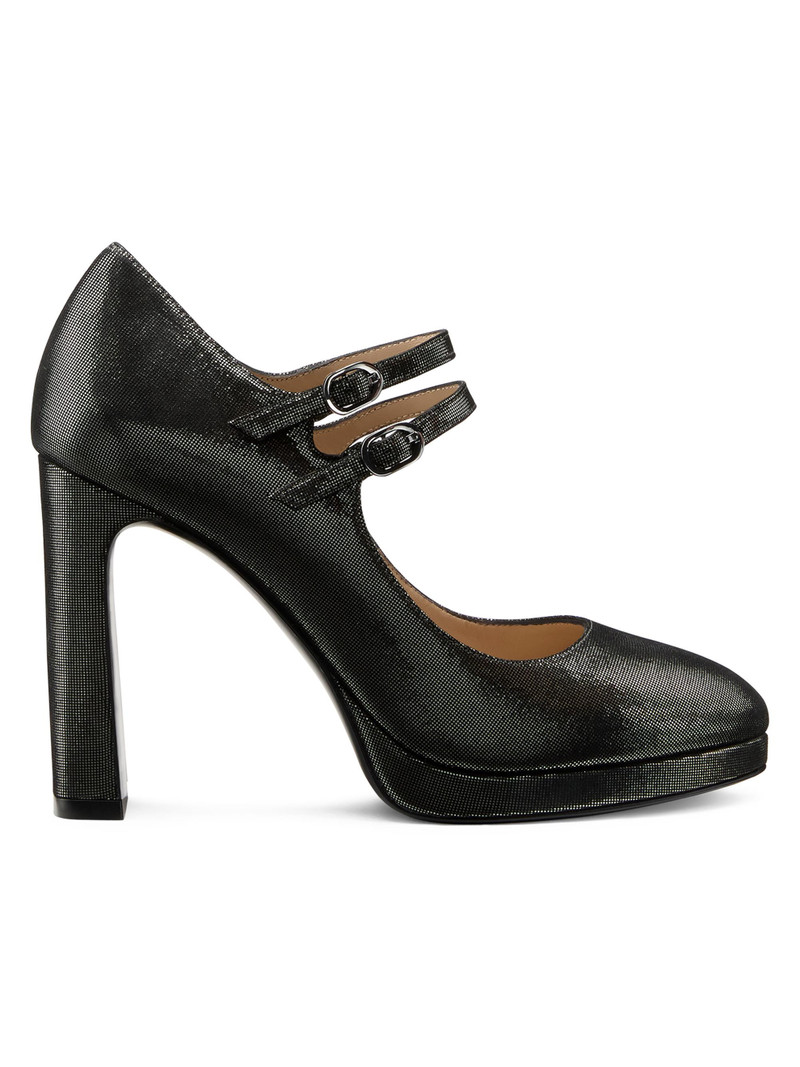 Women's Babette 100MM Leather Mary Jane Pumps - Gunmetal 1