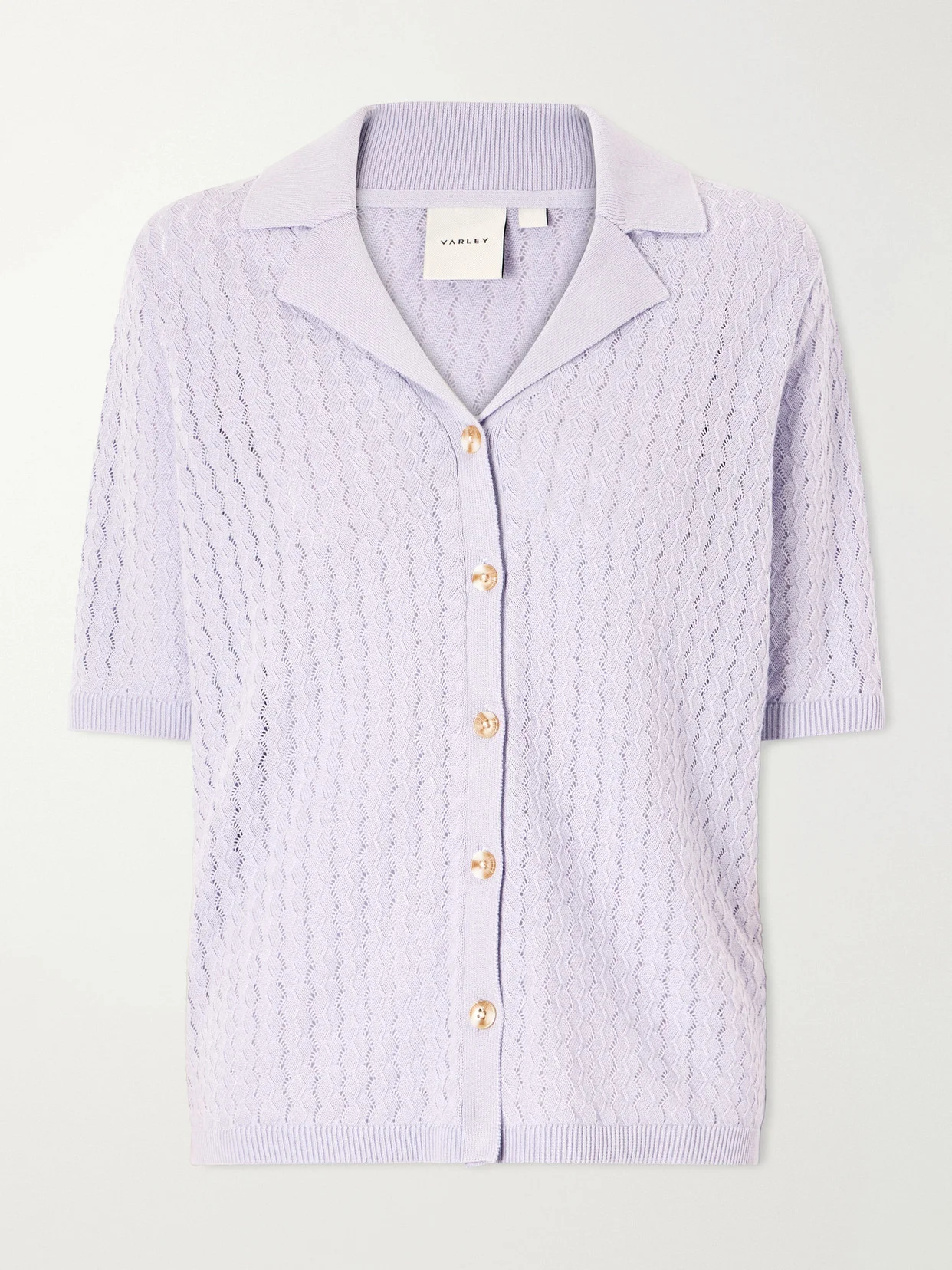 Madeleine Pointelle-knit Cotton T-shirt - 1