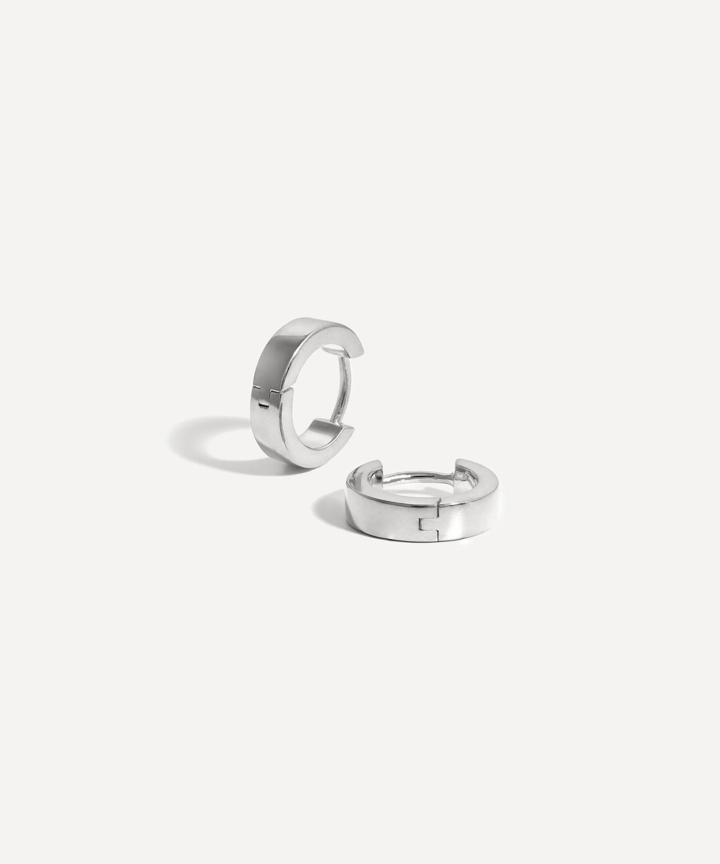 Rhodium-Plated Chubby Tunnel Huggie Hoop Earrings - 1