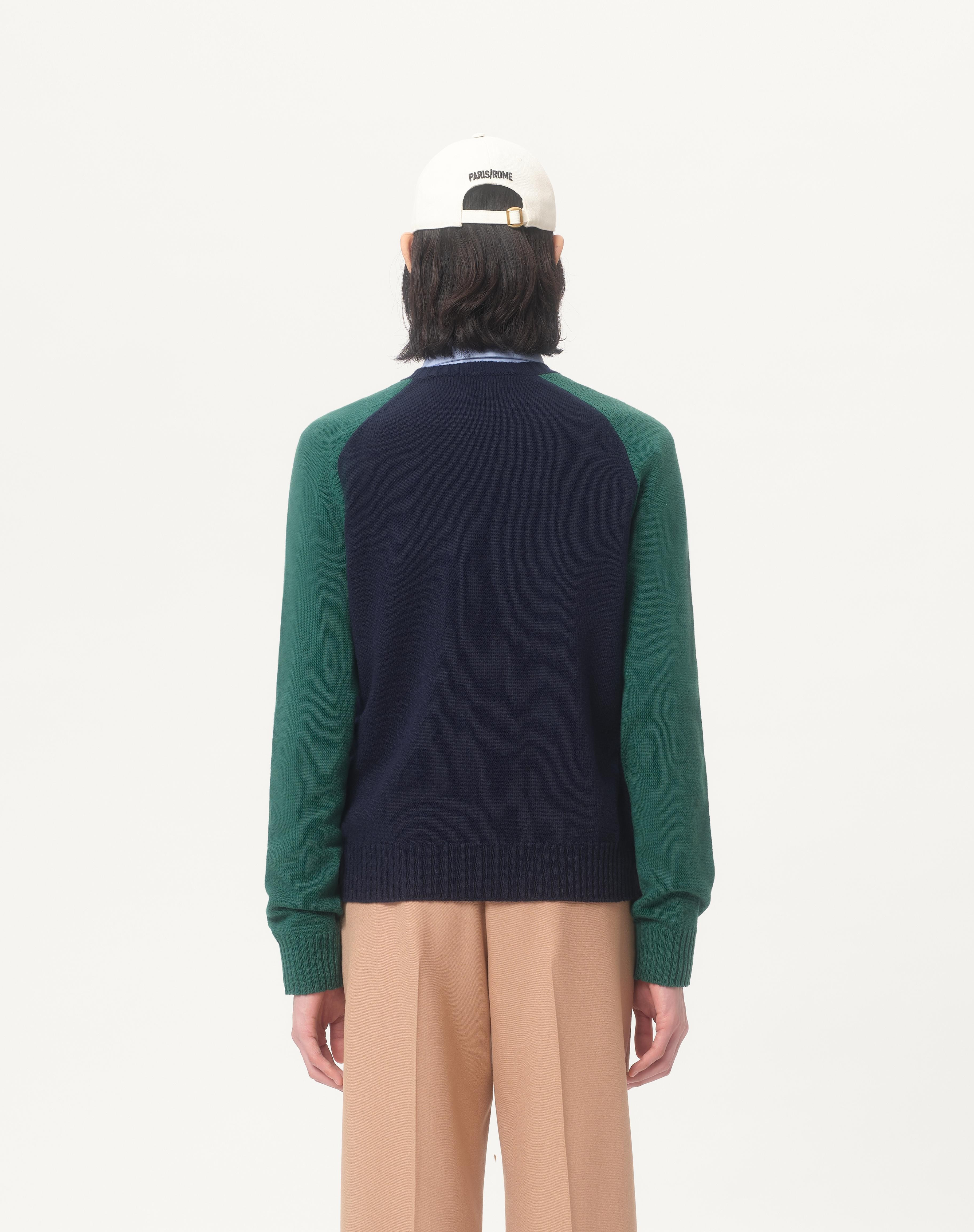 WOOL AND COTTON SWEATER WITH CHEZ VALENTINO JACQUARD PATTERN - 6