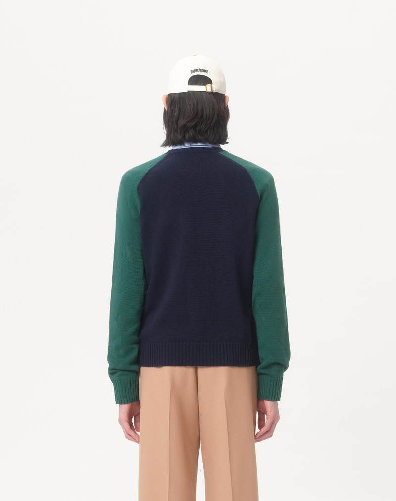 WOOL AND COTTON SWEATER WITH CHEZ VALENTINO JACQUARD PATTERN 6