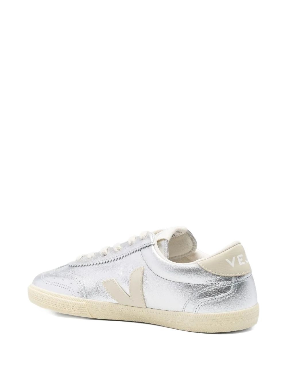 Volley metallic leather lace-up sneakers - 4