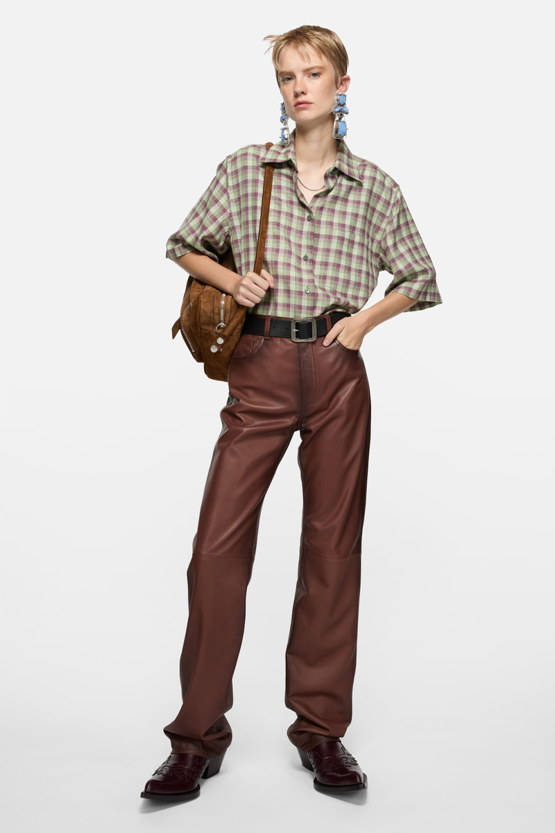 Acne Studios Check button-up shirt - Green/purple outlook