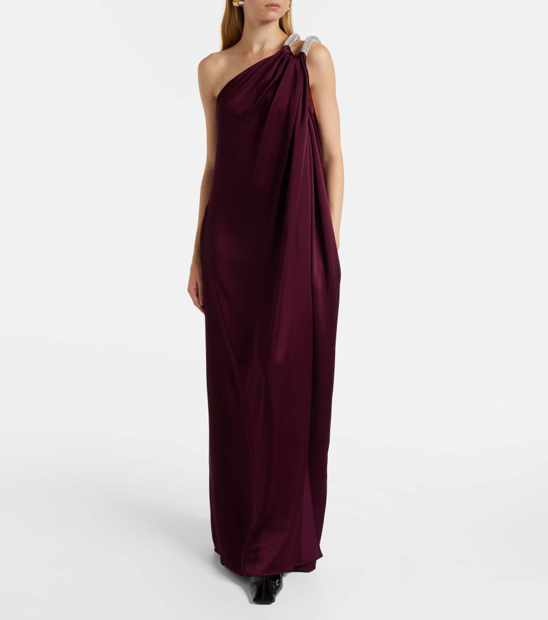 Stella McCartney Draped embellished one-shoulder satin gown outlook