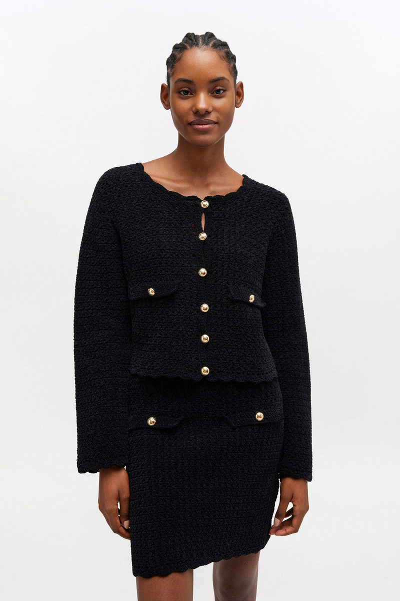 GANNI BLACK CROCHET CARDIGAN outlook