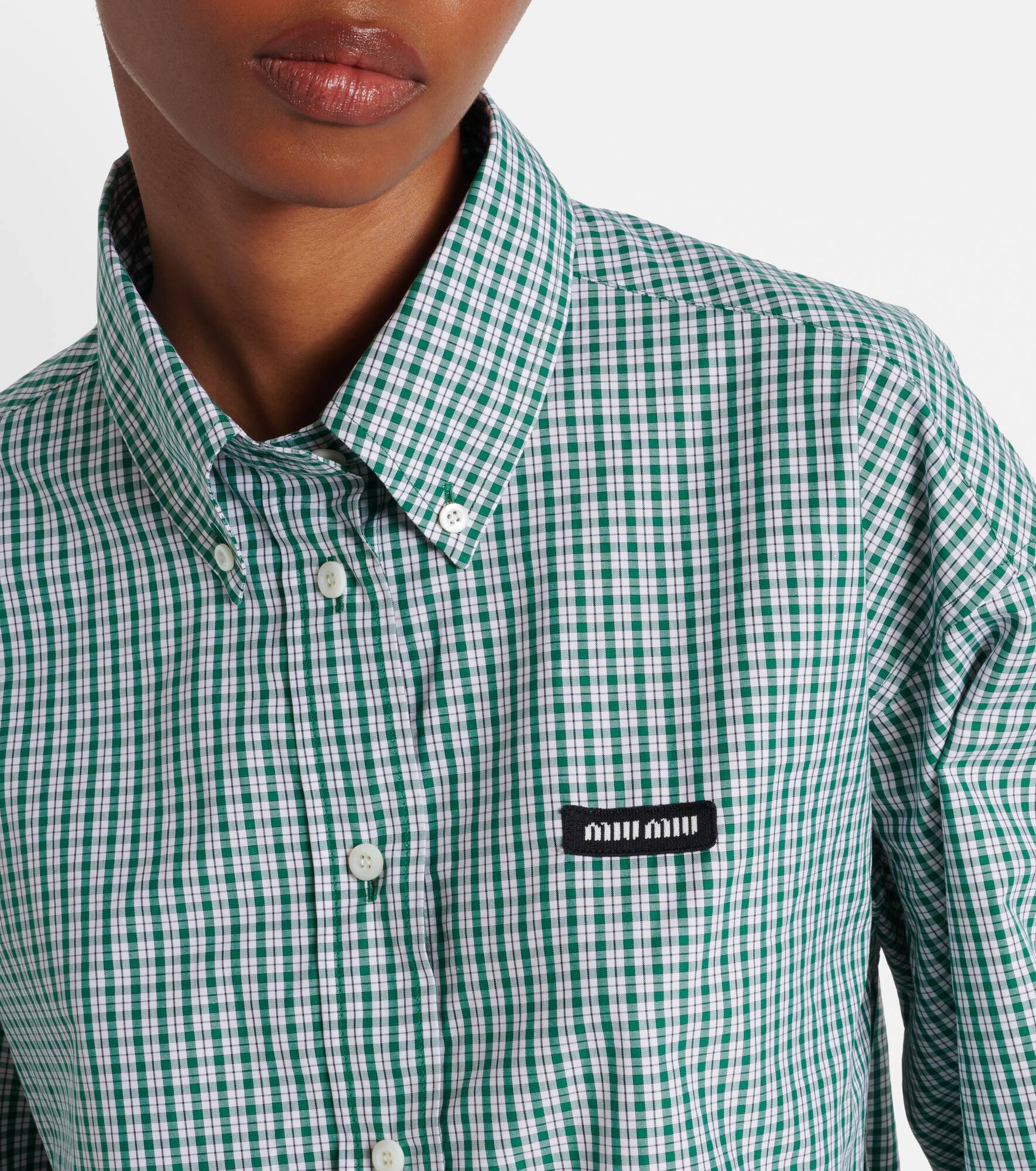 Checked cropped cotton shirt - 4