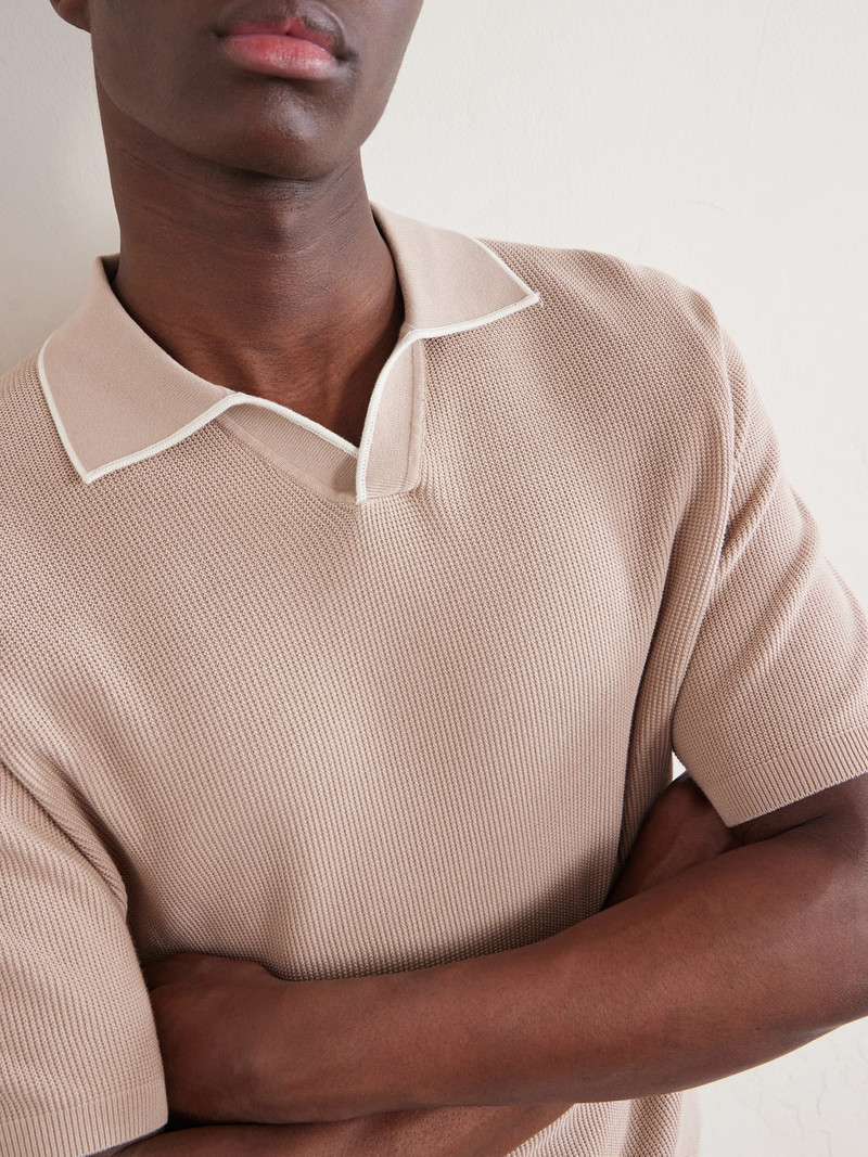 Open-Collar Cotton-Piqué Polo Shirt 5