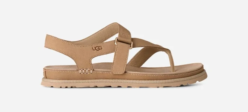 ® Women's GoldenGaze Toe Post Leather Sandals in Mustard Seed - 1