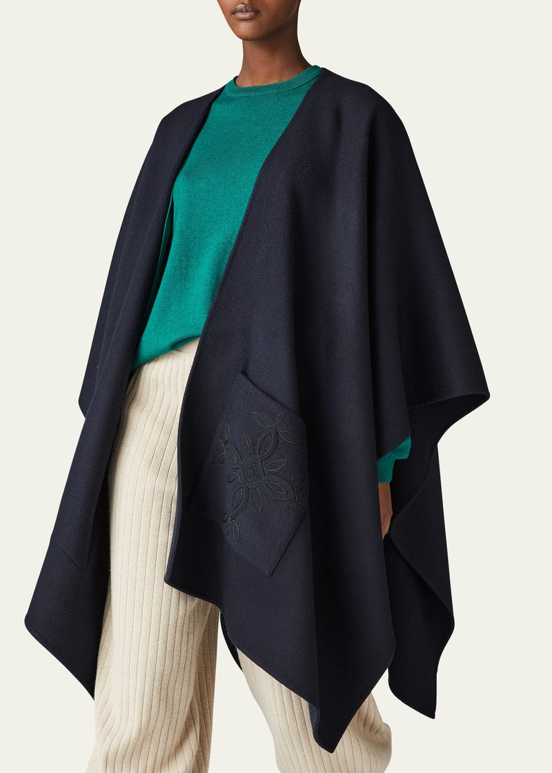 Loro Piana Teodora Embroidered Cashmere Cape outlook
