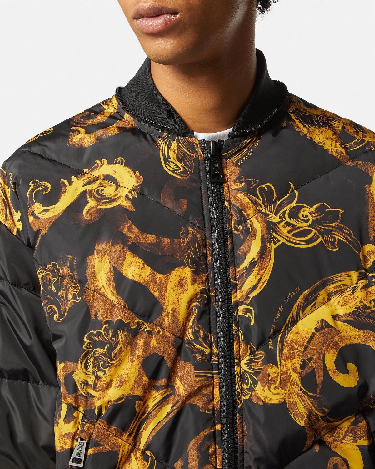 Versace Jeans Couture Black Watercolor Couture Bomber Jacket