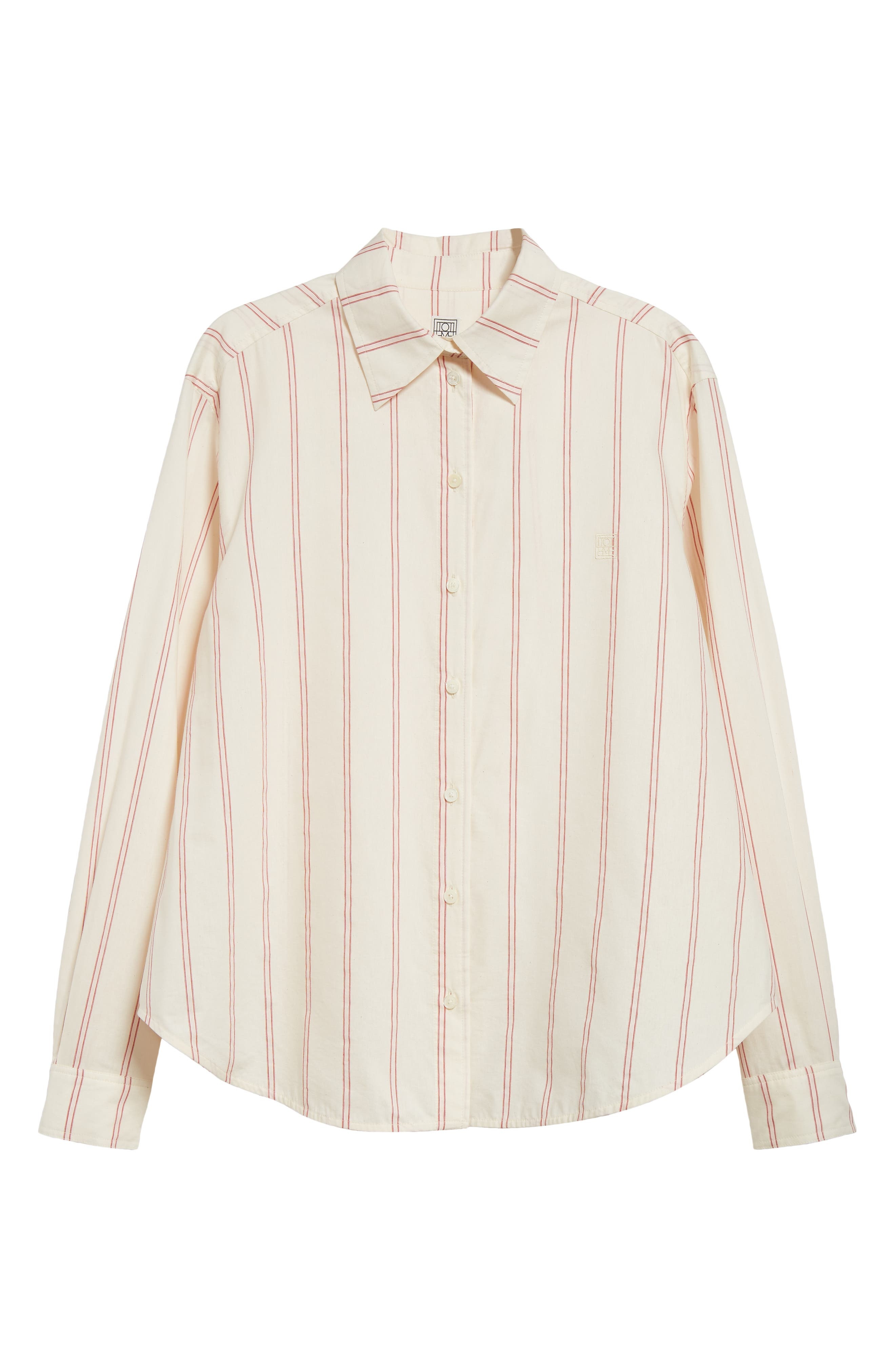 TOTEME Relaxed Stripe Button-Up Shirt in Ecru/Blossom at Nordstrom - 5