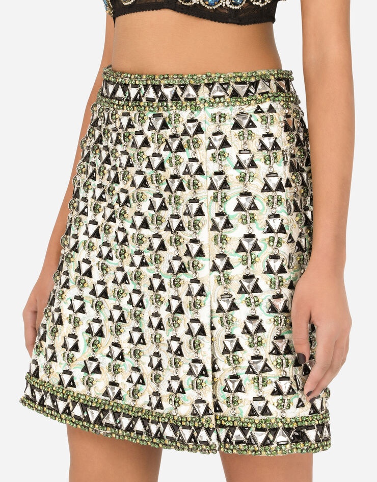 Lurex jacquard miniskirt with embellishment - 4