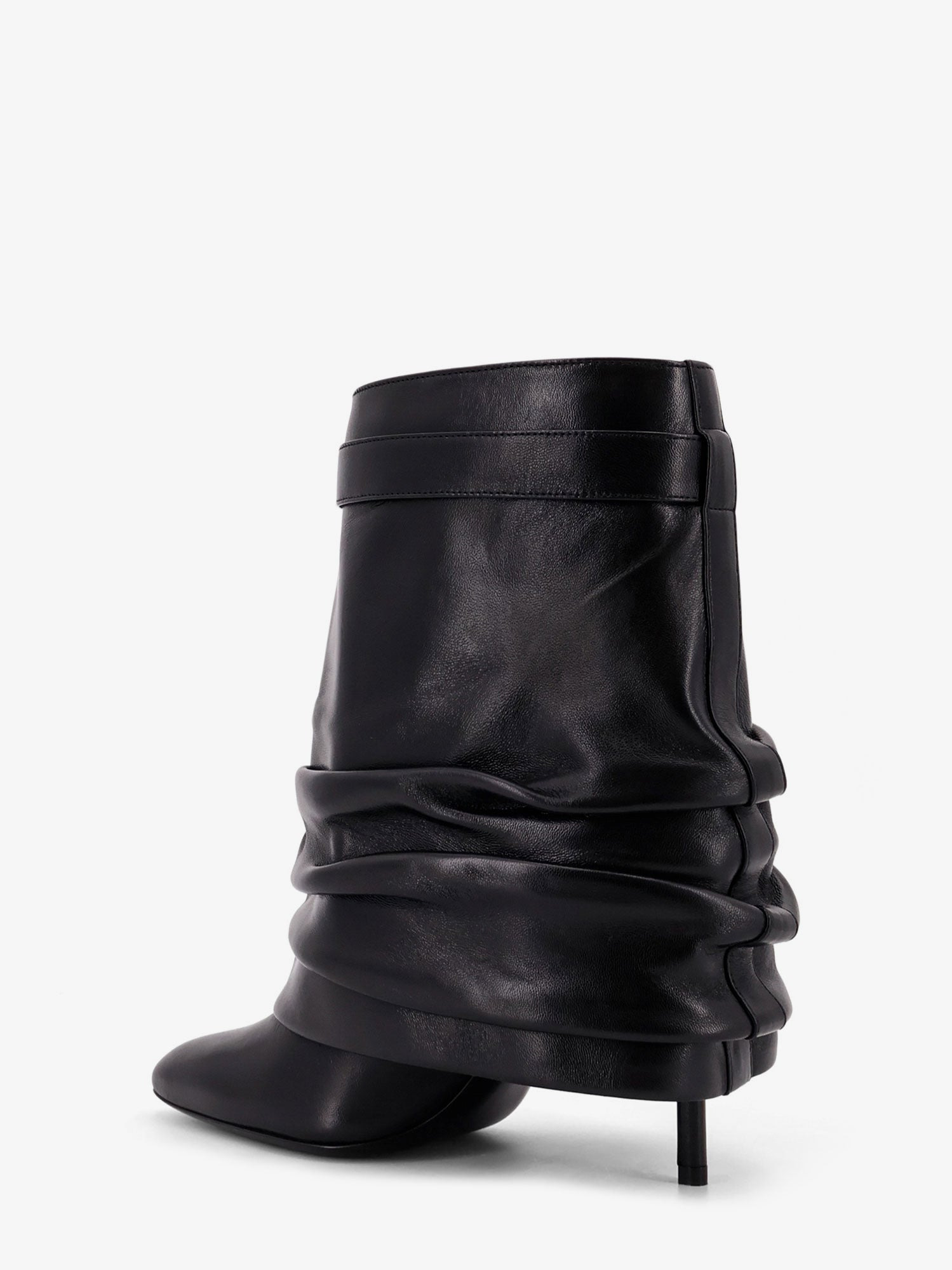 Shark Lock Stiletto Leather Ankle Boots - 3