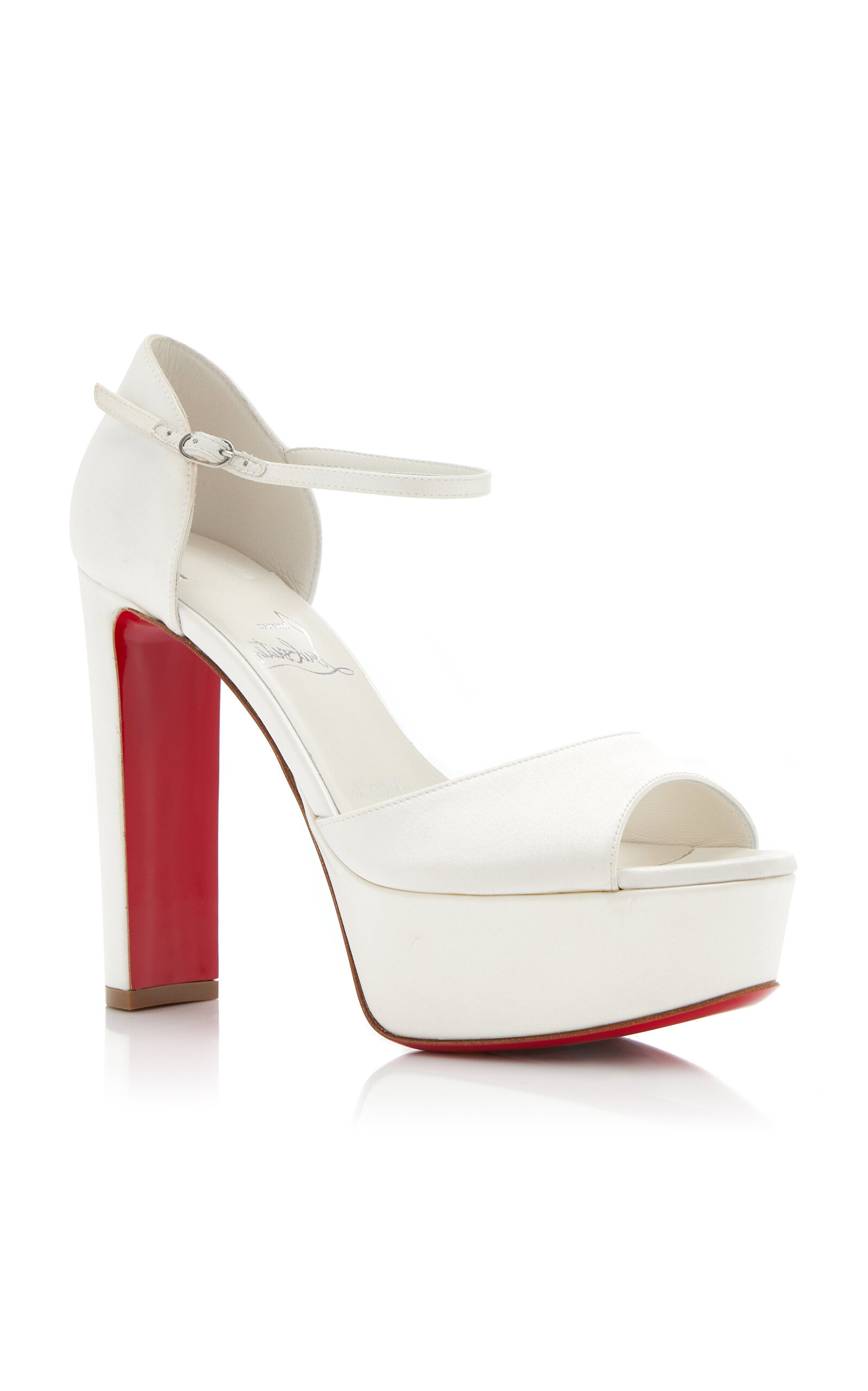 Sandaloo 130mm Crepe-Satin Platform Sandals white - 4