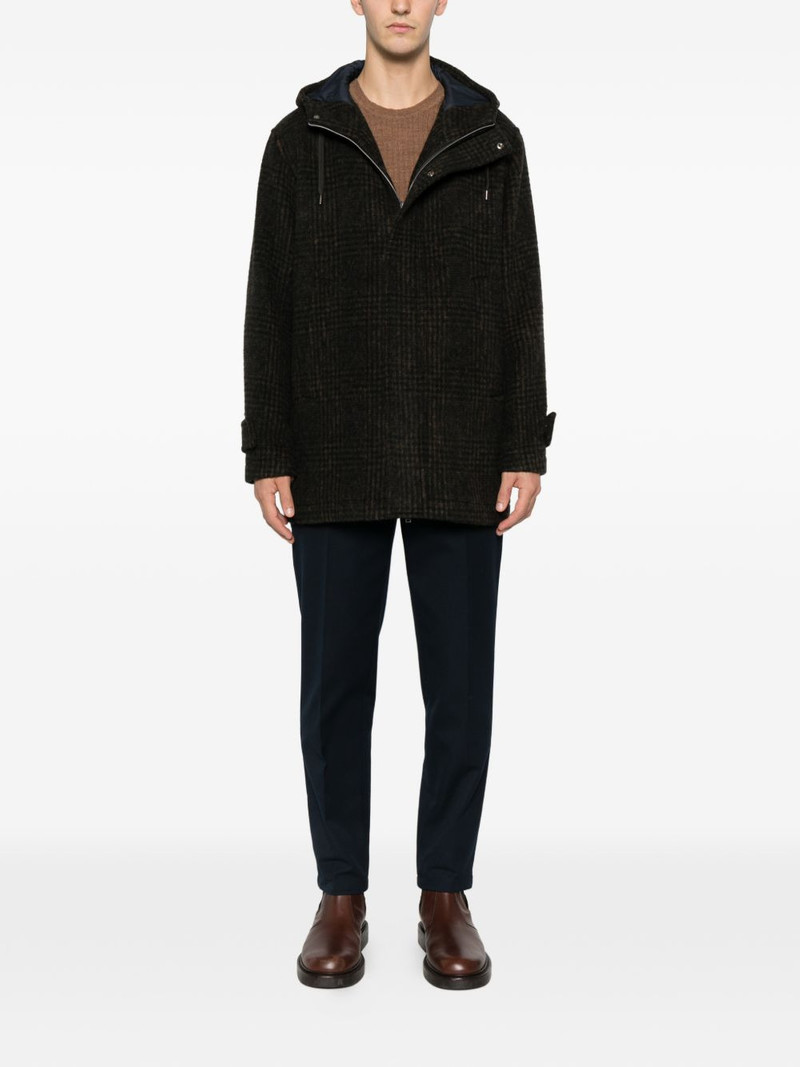 Herno hooded-check coat outlook