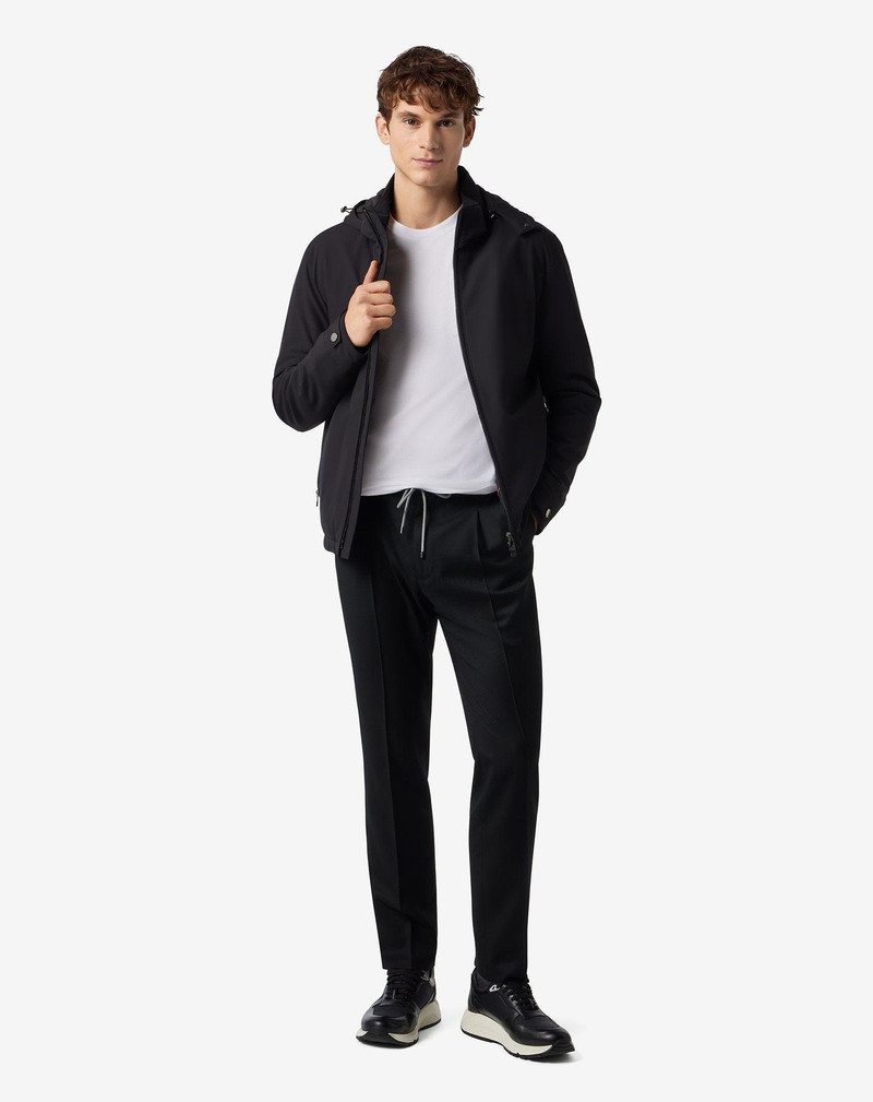 CORNELIANI Black pure wool flannel joggers outlook