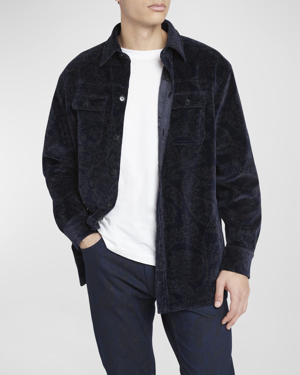 Men's Paisley Velvet Overshirt - 6