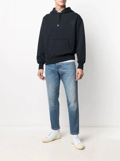 AMI Paris logo patch cotton hoodie outlook