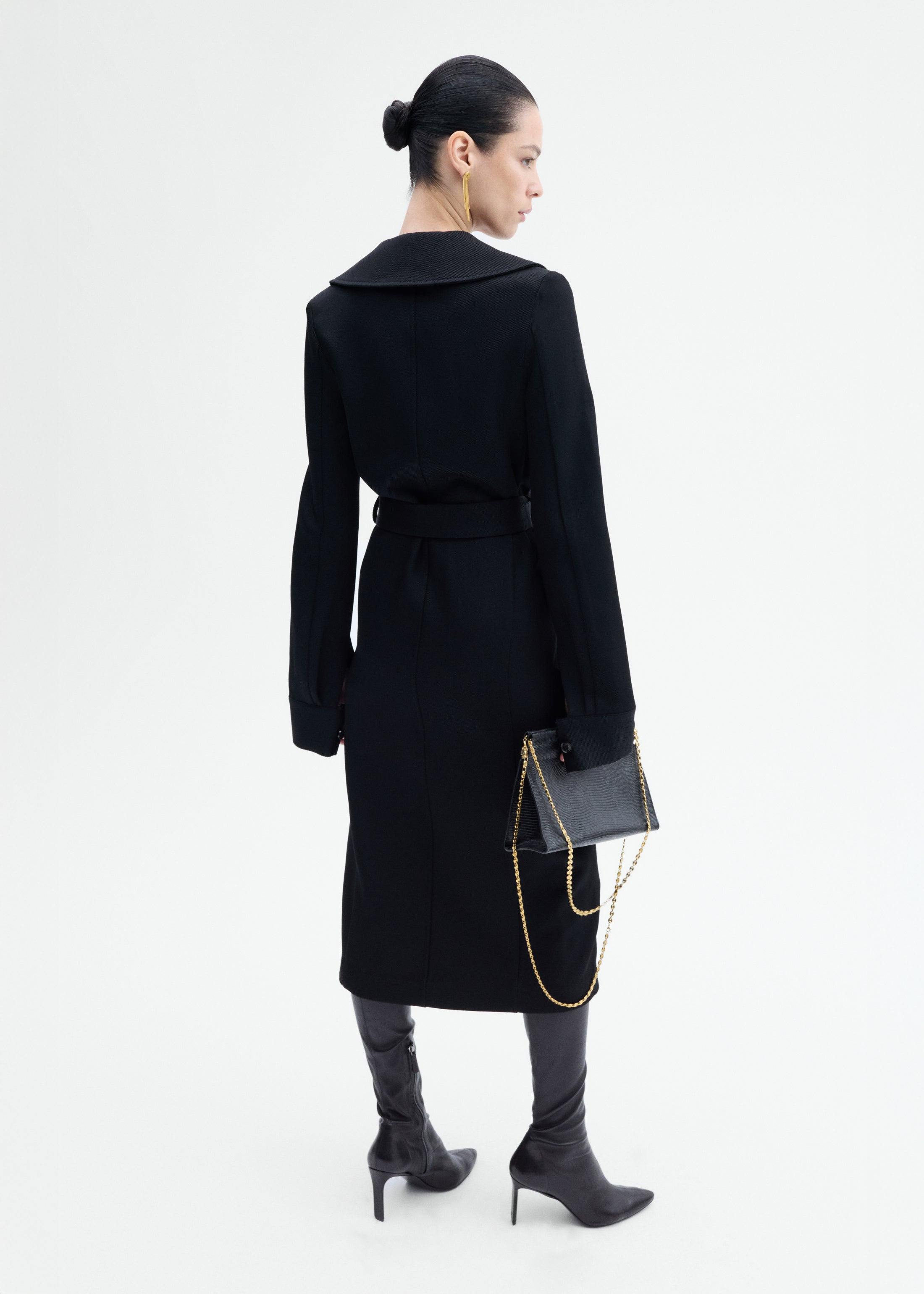 Belted Dress in Wool Twill - 4