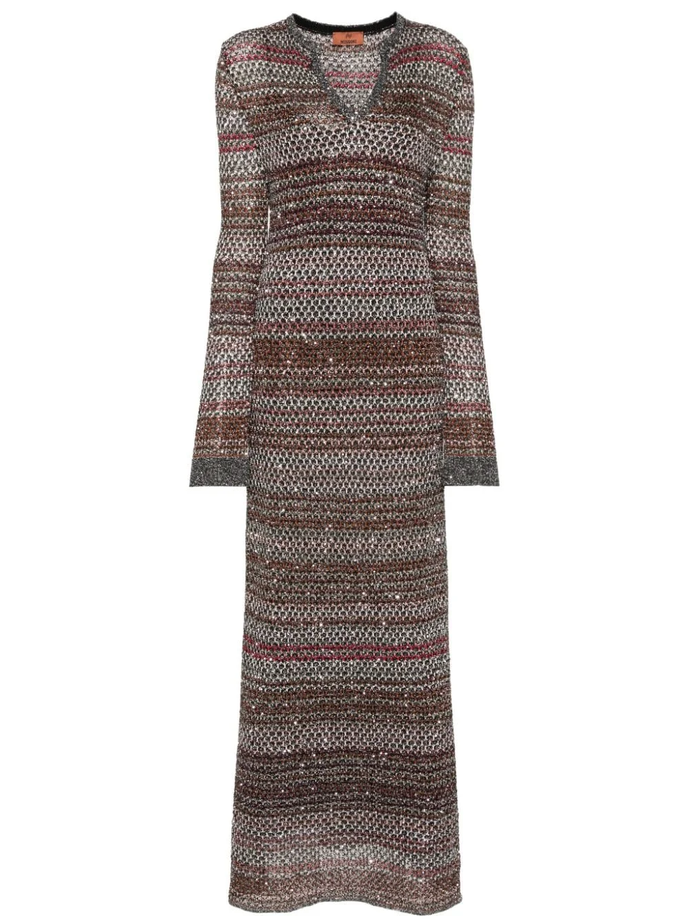 V-neck zigzag knitted dress - 1