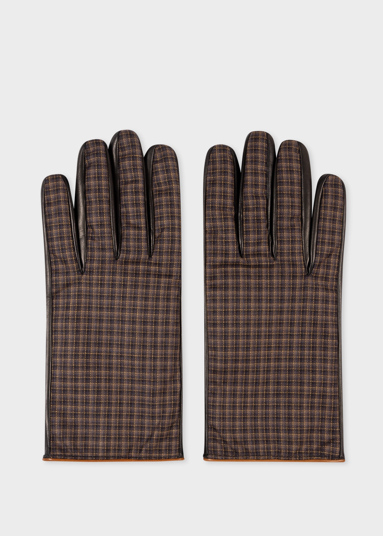 Wool-Sheepskin Check Gloves - 1
