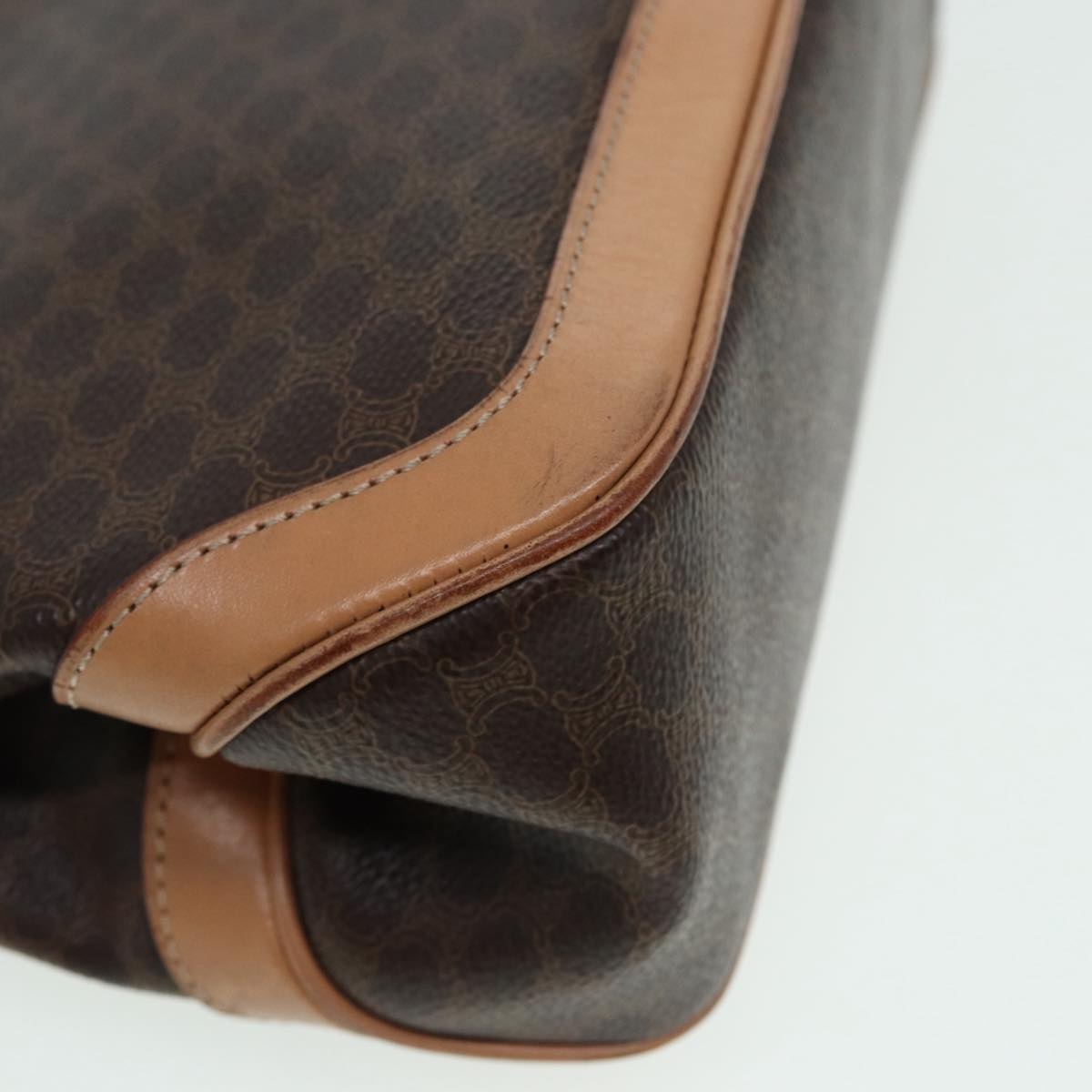 CELINE Macadam Canvas Hand Bag Pvc Leather Brown Gold - 16