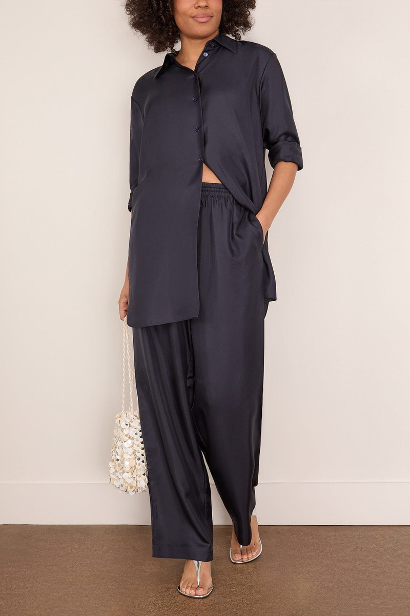 RÓHE Wide Leg Silk Trousers in Night outlook