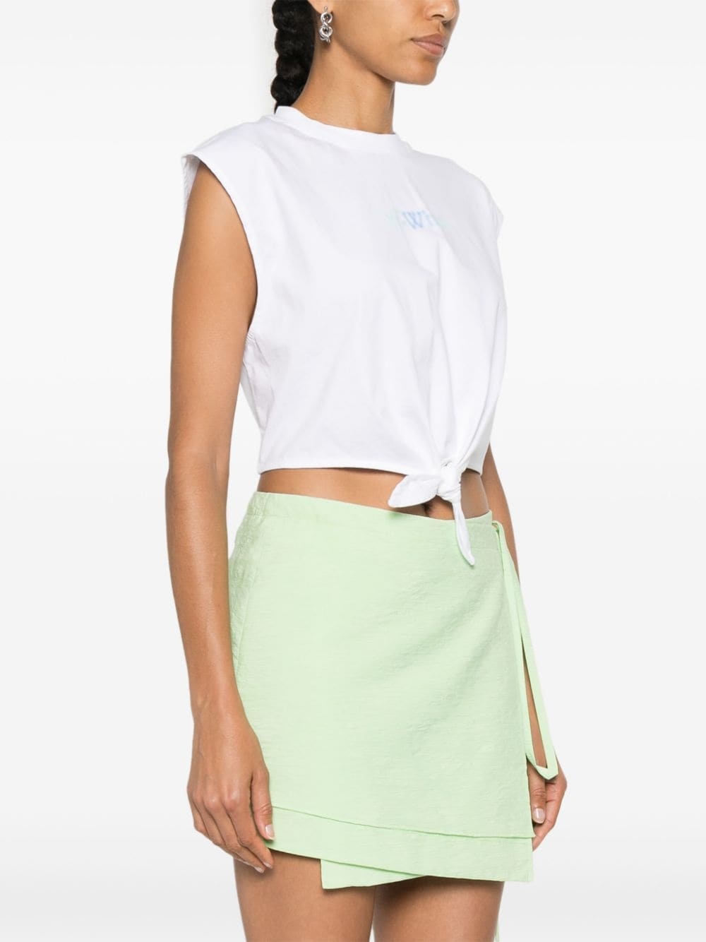 Arrows-motif cotton crop top - 3