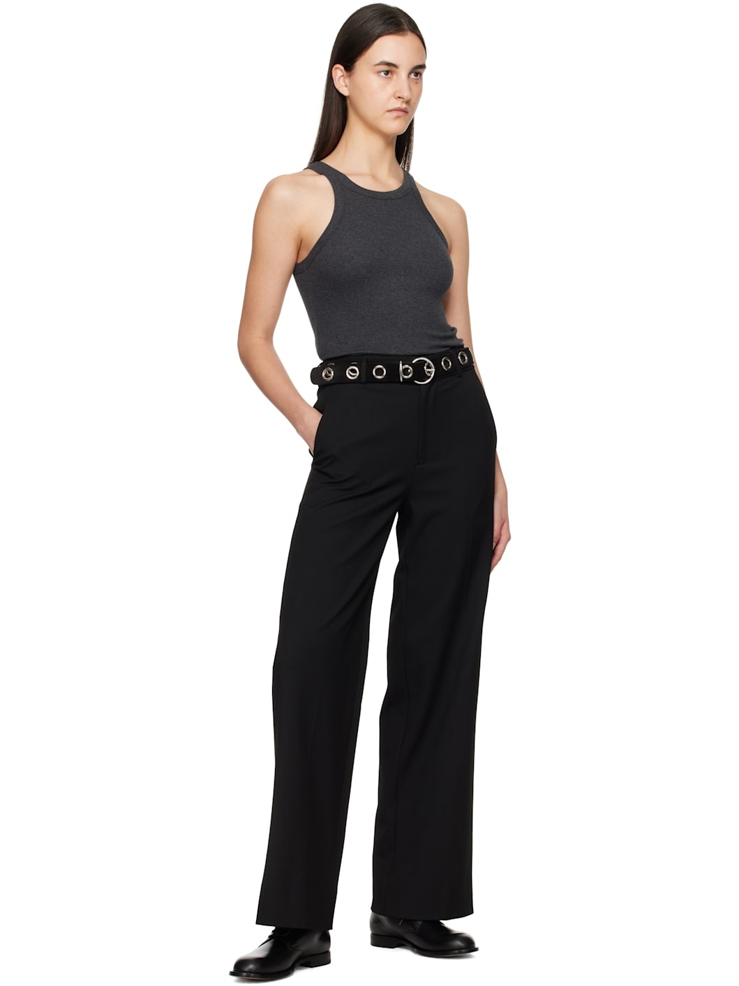 Black Casual Suede Leather Belt - 3