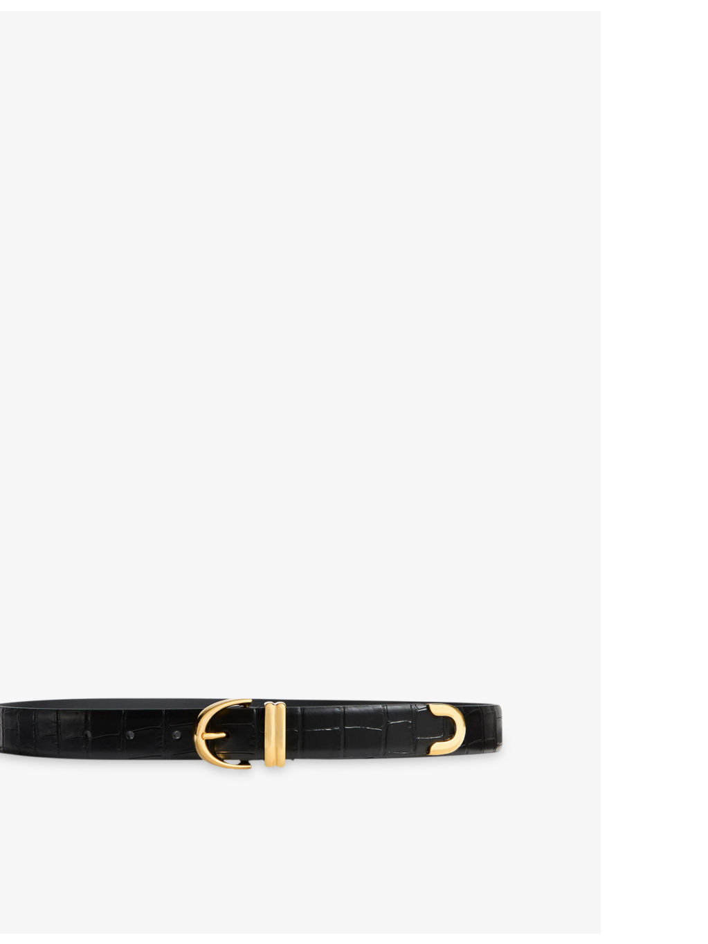 Bambi Skinny Croc-Embossed Leather Belt - 1