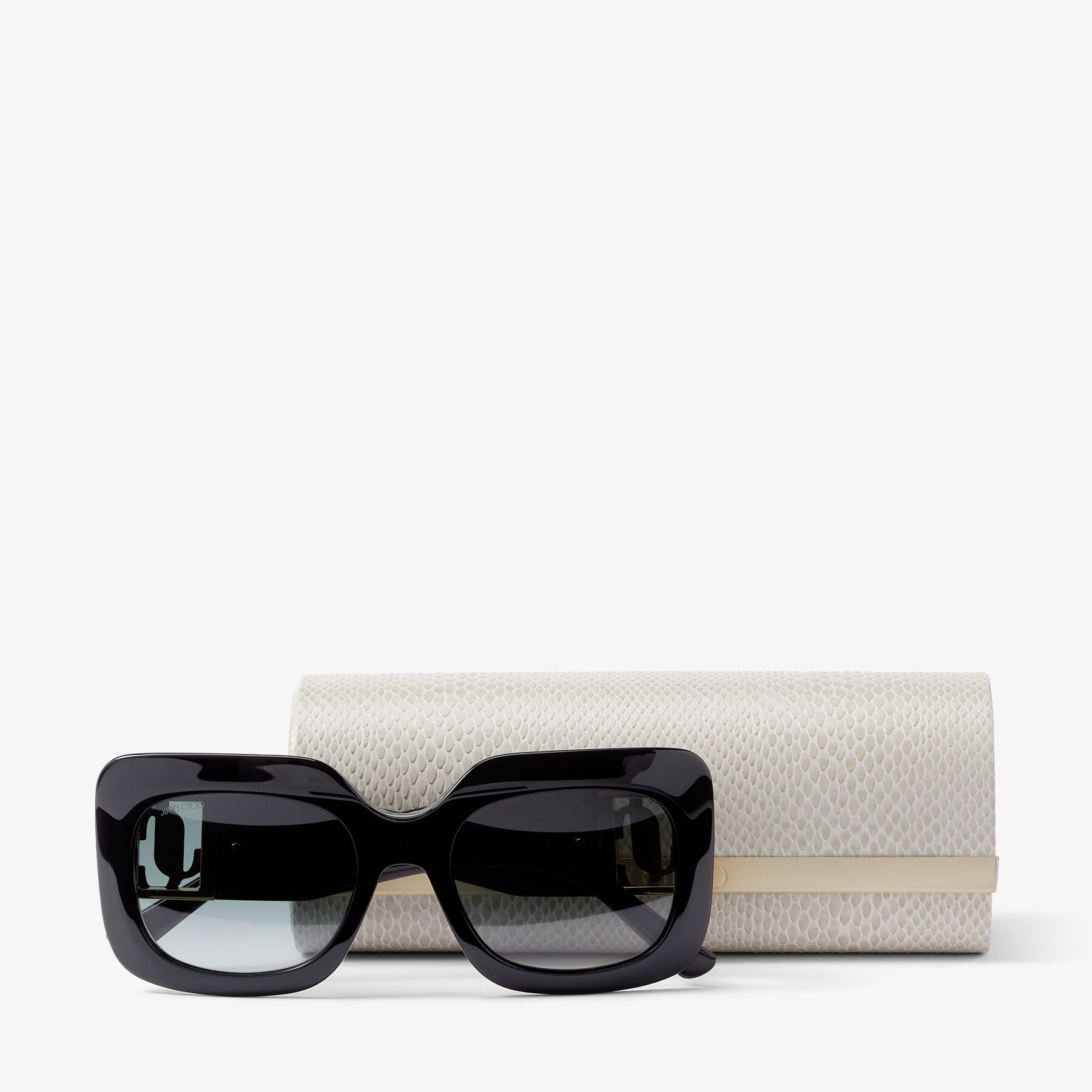 Gaya
Black and Gold Square Frame Sunglasses with JC Emblem 4