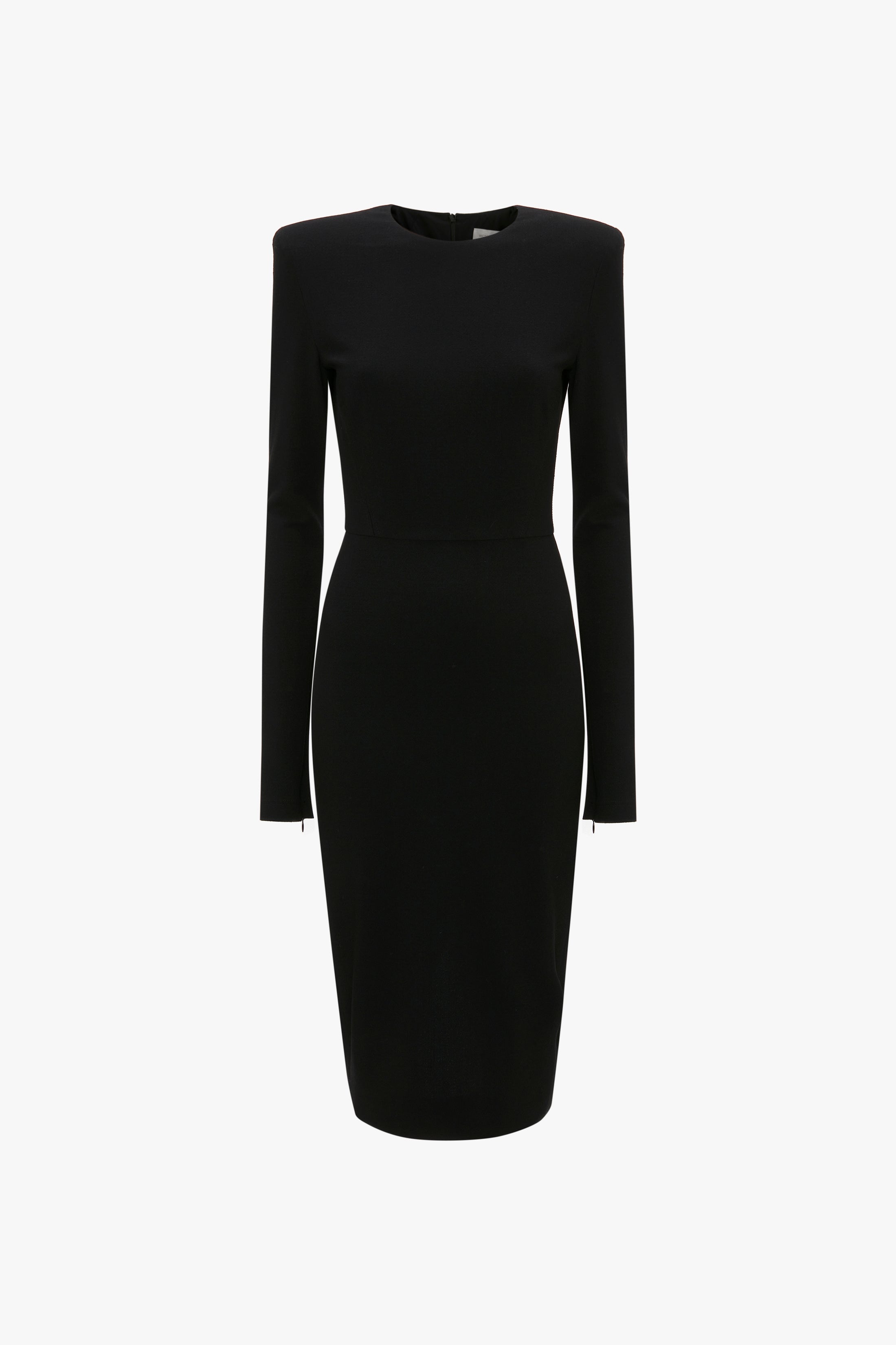 Long Sleeve T-Shirt Fitted Dress In Black - 1