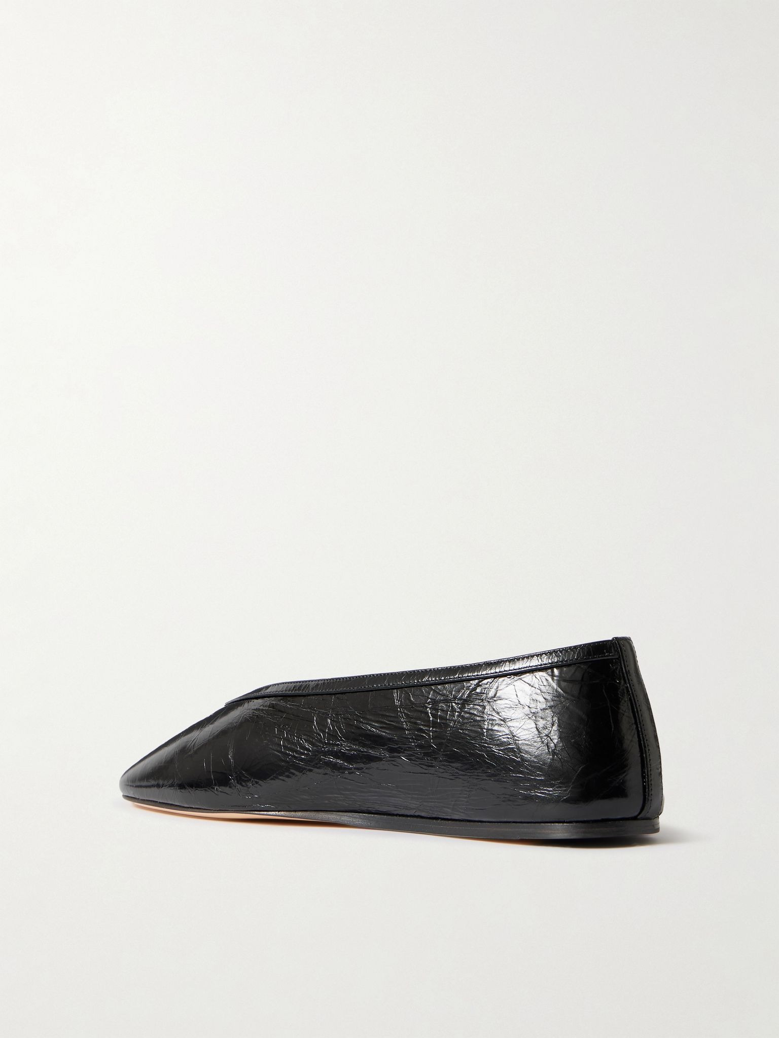 Luna crinkled-leather ballet flats Black - 3