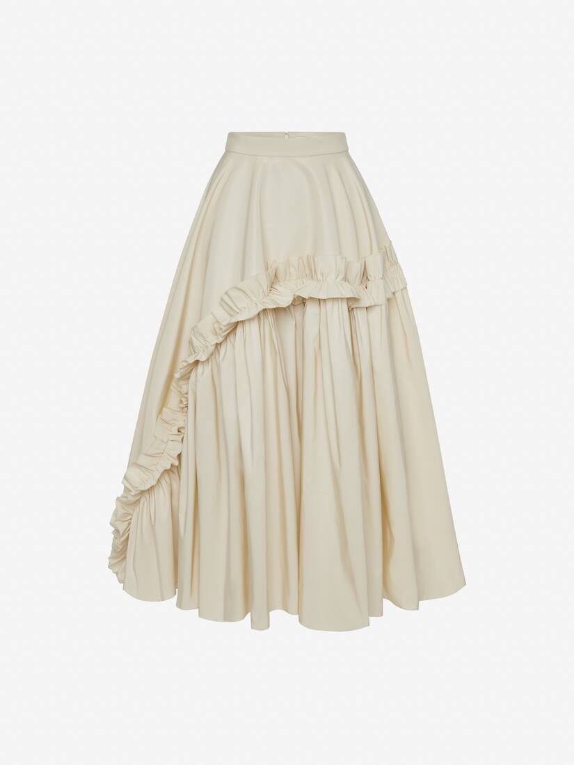 Women's Asymmetric Gathered Skirt in Calico - 1
