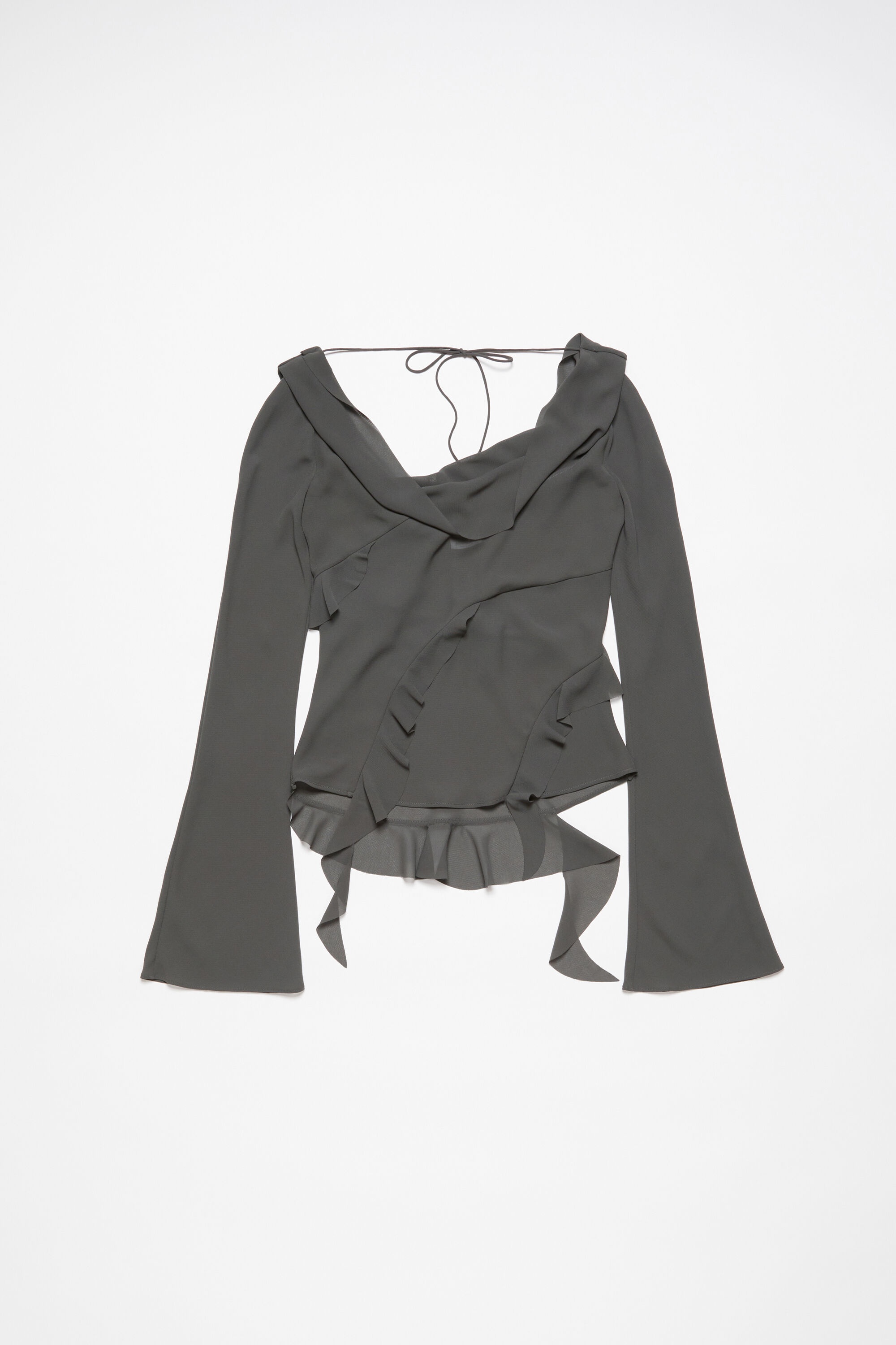 Ruffle draped top - Anthracite grey - 6