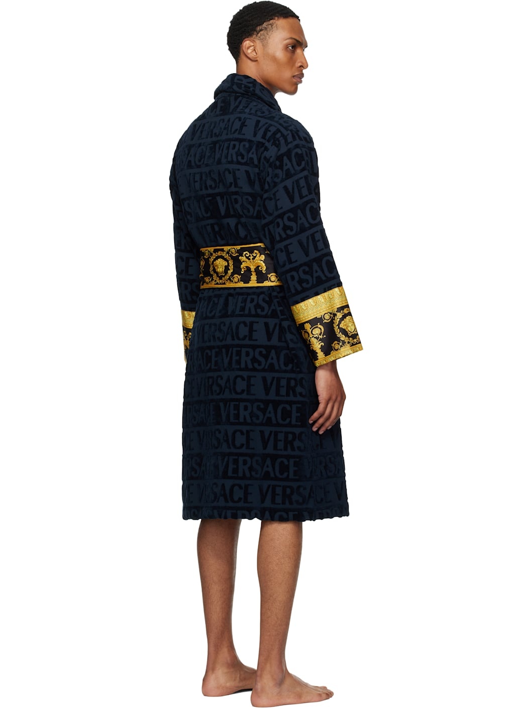 Navy 'I Heart Baroque' Bathrobe - 3