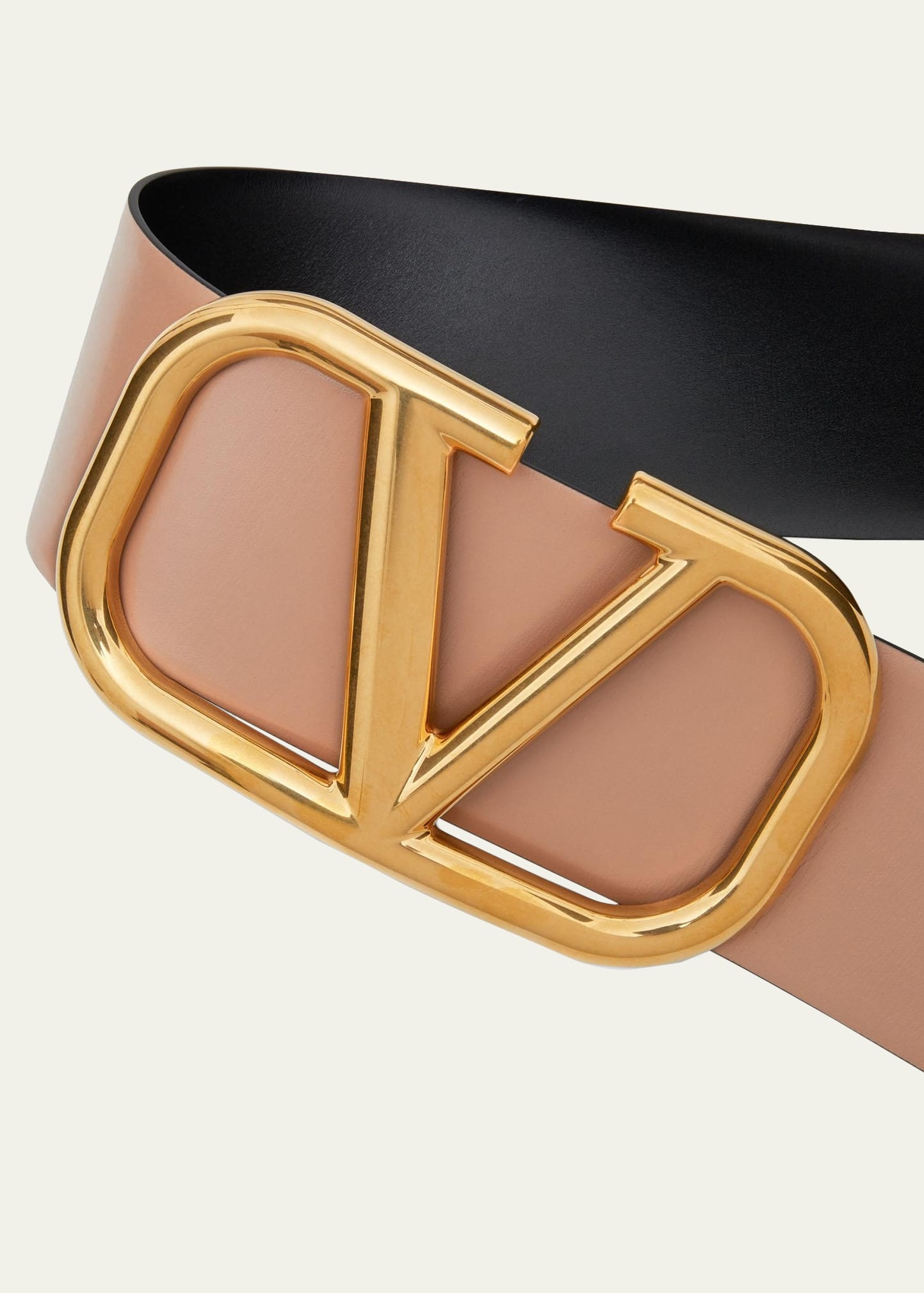Valentino V-Logo 70mm Wide Box Leather Belt