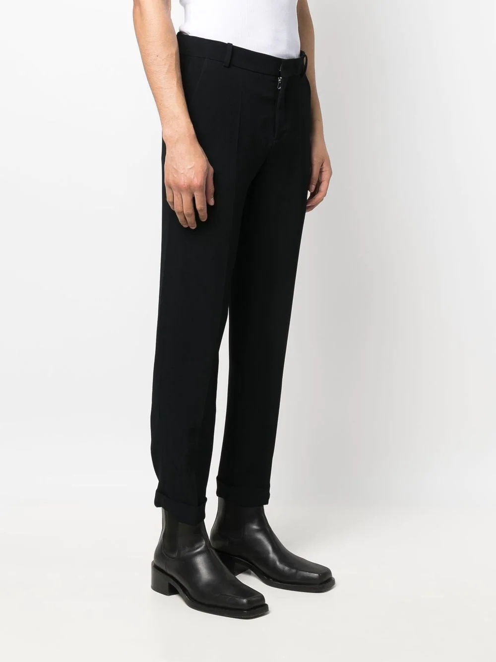 turn-up hem tailored trousers - 3