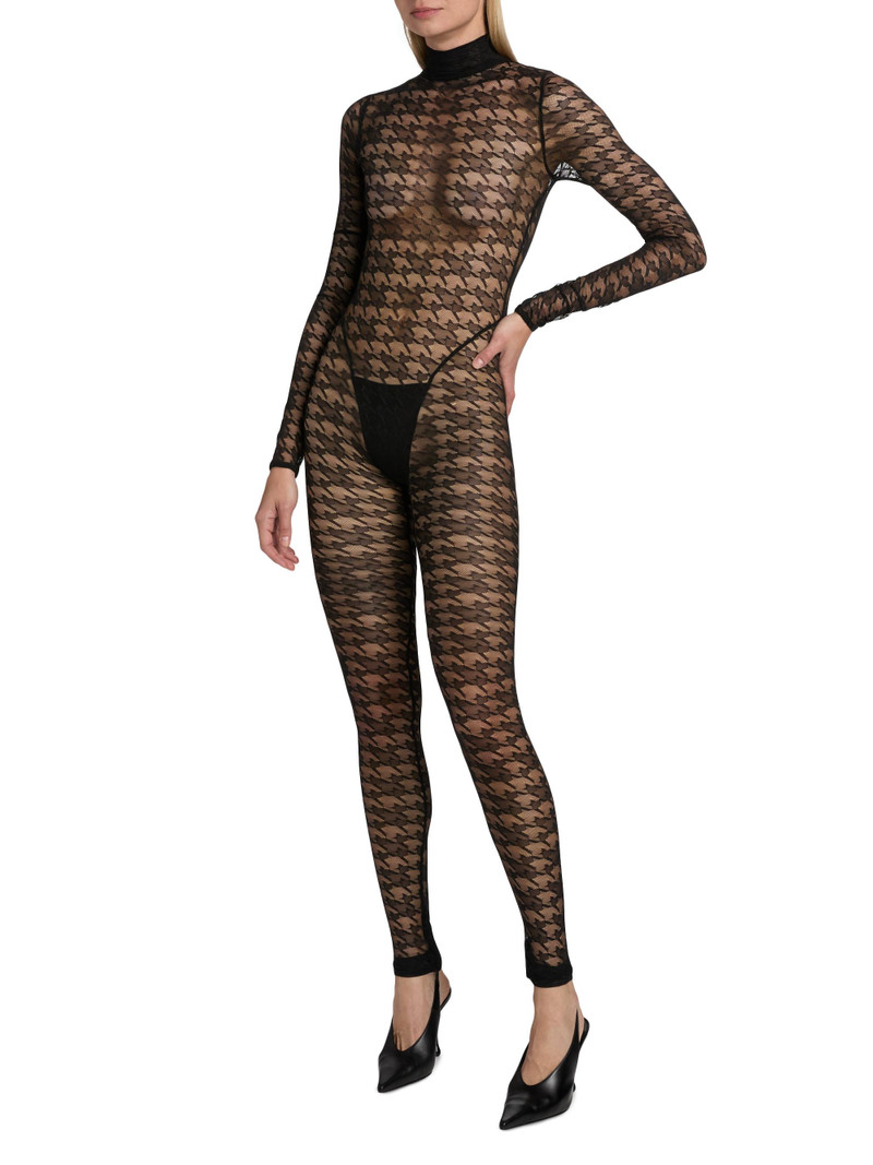 Women's Houndstooth Sheer Jumpsuit - Black 3