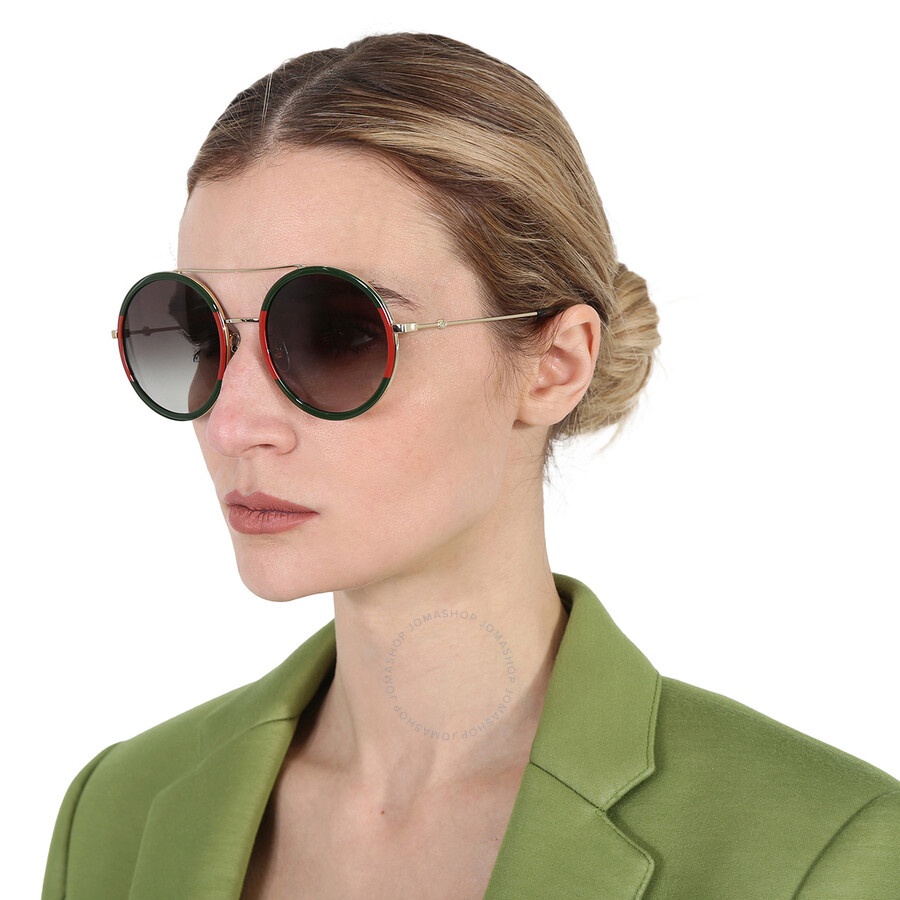 Gucci Green Gradient Round Ladies Sunglasses GG0061S 003 56 - 2